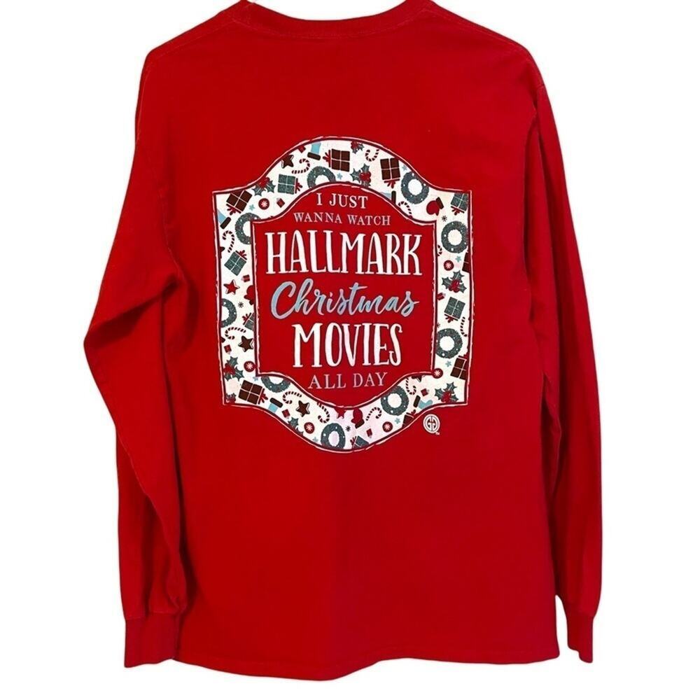 Girlie Girl Hallmark Movie Red Long‎ Sleeve Christmas T Shirt size Medium NWOT